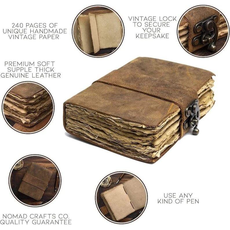 Handmade Leather Journal Notebook Vintage Diary Rustic Paper Gift for Writers