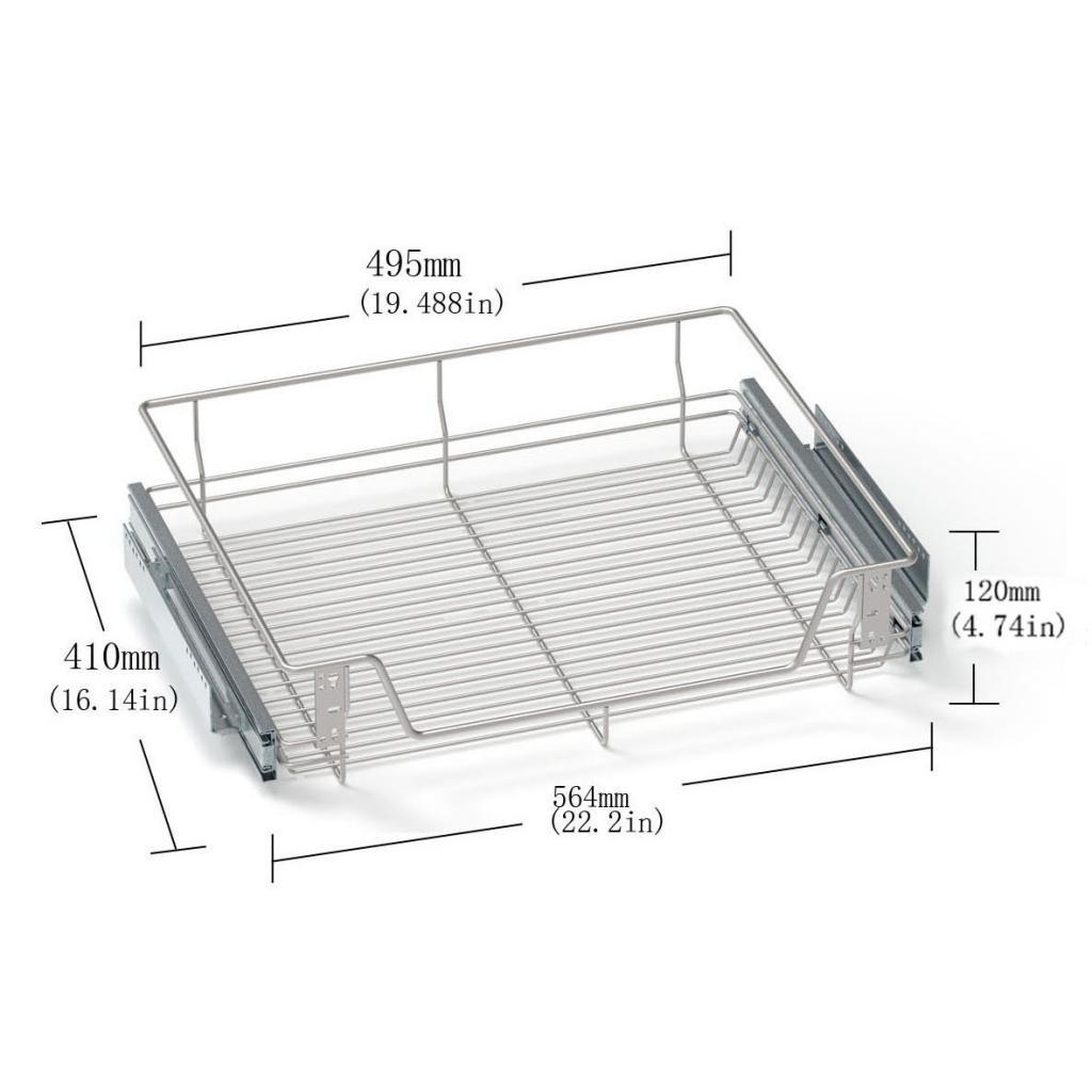 Pull Out Cabinet Organizer Basket Slide Drawer Storage Rack Iron Construction Easy