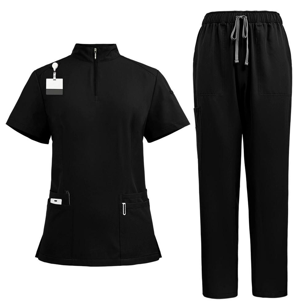 Set da lavoro alla moda con zip e colletto alto per donna e uomo, camici medici per infermieri, pantaloni taglie forti, tuta da lavoro per dentista e infermiere, bellissimi indumenti da lavoro