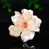 ZX Fashion Luxury Vintage Flowers Designer Brooches Brass Elegance  Personality Accessories Suit Women's Pin Zircon