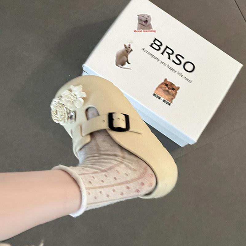 Flowers Cute Cartoon Girl Bag Head Slippers Summer Fashion Casual Camellia Outside the Beach Thick Bottom Cool Slippers