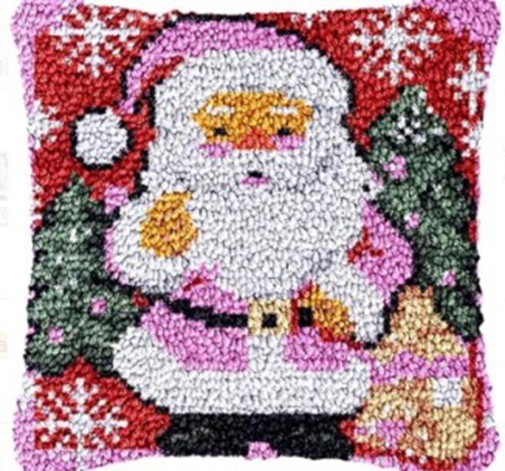 Christmas Deer Latch Hook Kit Santa Claus Knot Pillow Package Embroidery Latch Hook Kits Cushion Pillowcase Set For Needlework