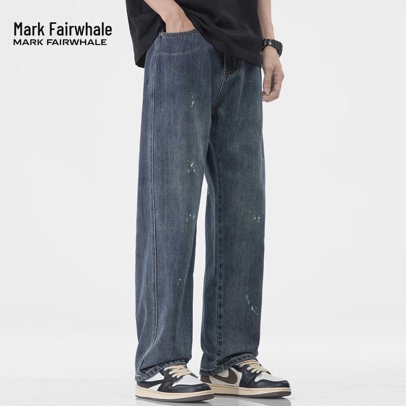 Mark Fairwhale Men's American Style Splatter Paint Loose Fit Jeans