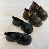 Small leather shoes 2025 spring new one-pedal thick heel JK shoes women's Korean version round head retro with skirt single shoes