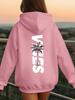 Children Vintage Palm Tree Hoodie Back Side Vibes Letter Print Pullover Autumn Winter Fleece Warm Trendy Kids Hooded Sweatshirt