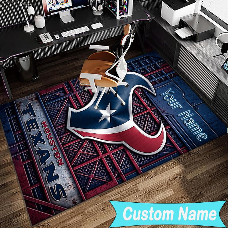 Custom Name Rug Basketball Texans Logo Area Rug Suitable for Indoor And Outdoor,Carpets for Homes, Offices,Living Rooms,Home Decor,Christmas Gift