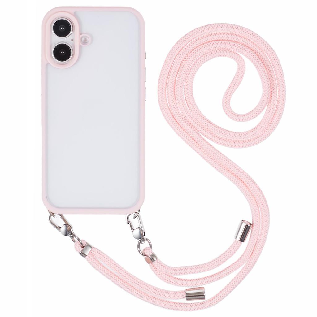 For iPhone 16 Plus Case TPU+PC Crystal Clear Back Cover with Lanyard