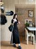 2026 Summer Elegant Color Block V-neck Short-sleeve Dress, Women's Slimming Waist-cinching Trendy Long Skirt.