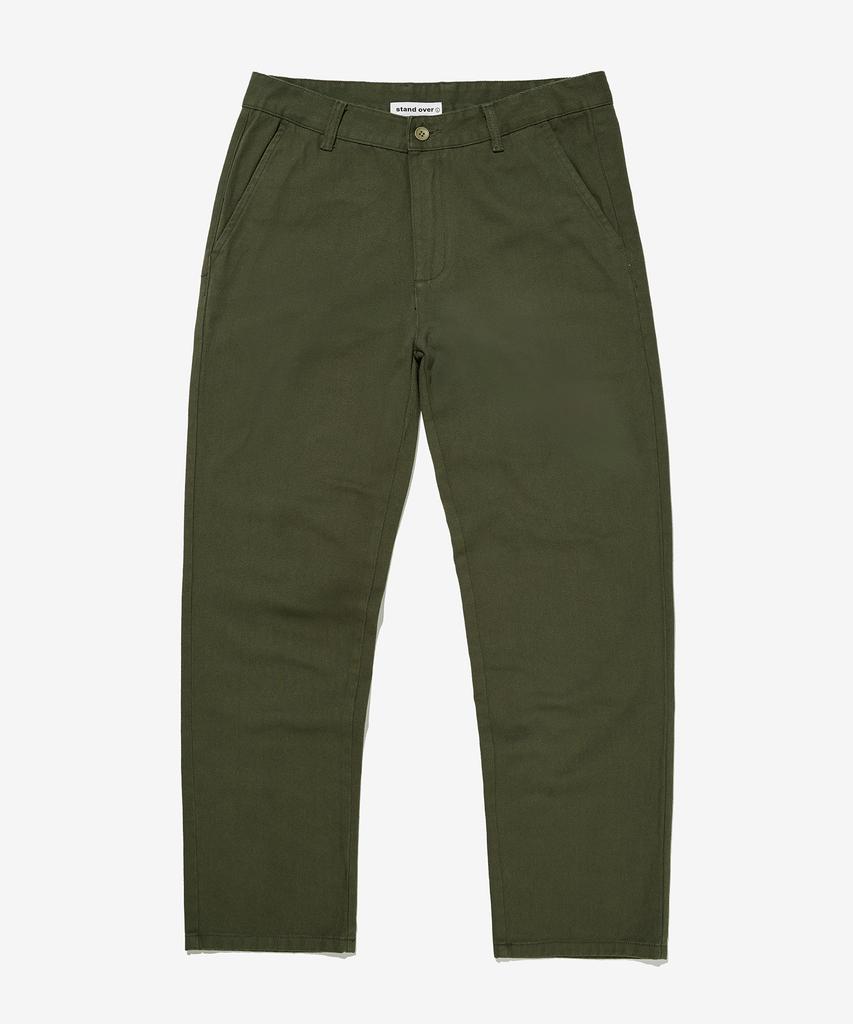 Seutaendeuobeo Straight Chino Pants [Olive Green]