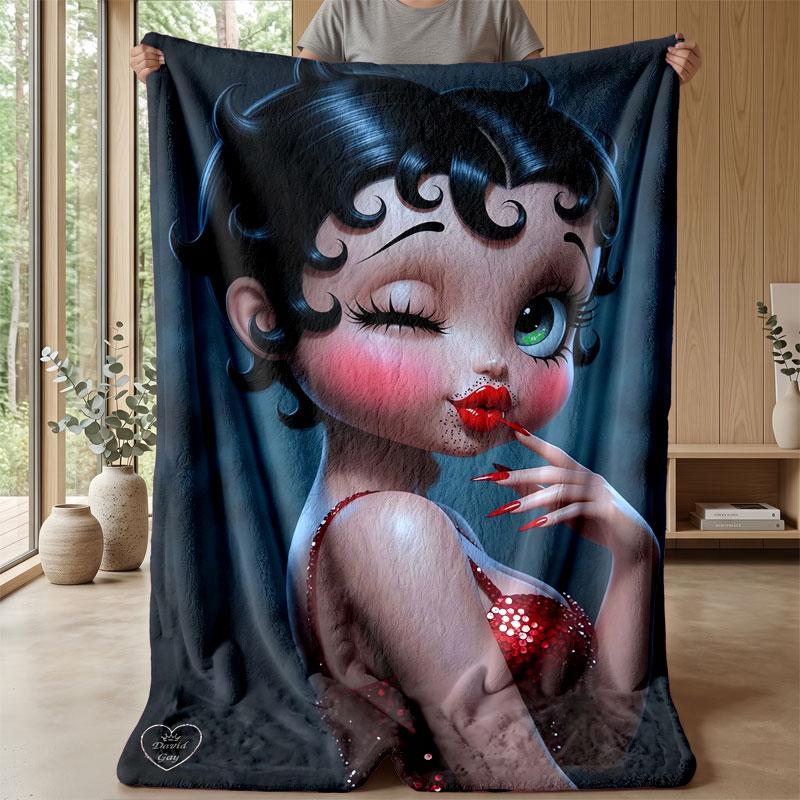 Soft Flannel Blanket Lightweight Cozy Bedroom Living Room CoverBetty Boop
