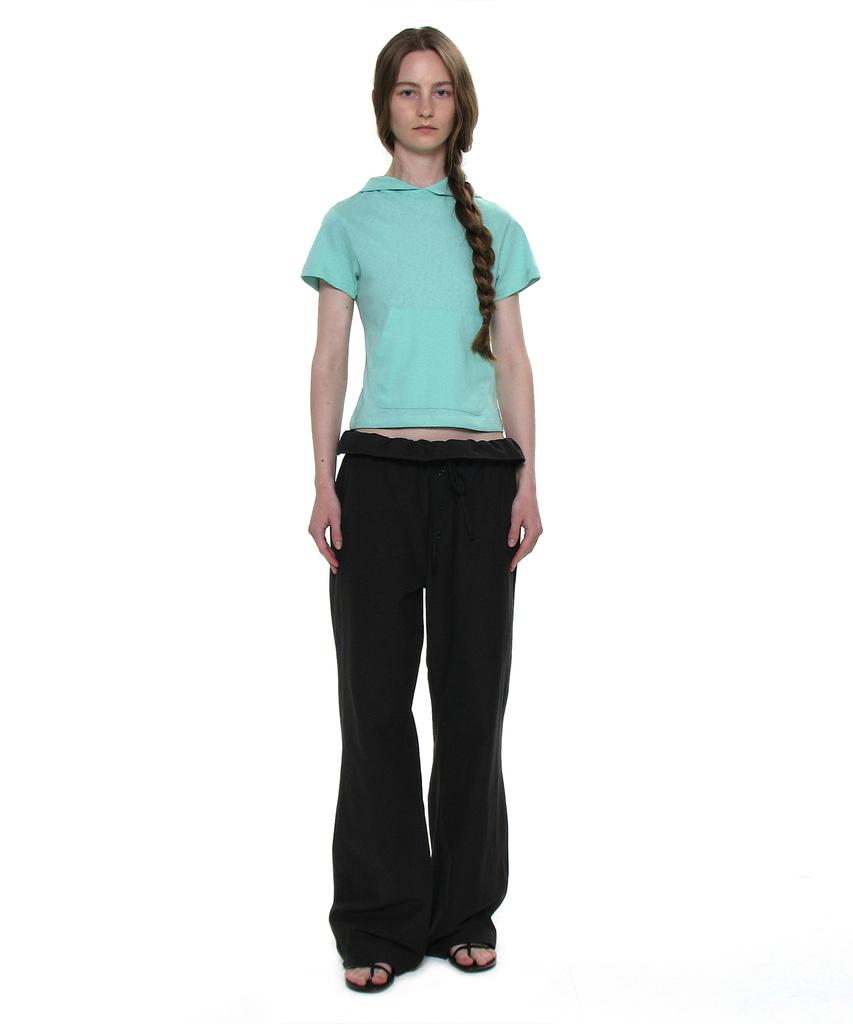 PARTIMENTO WOMEN Two-Way Frill Turnover Waist Pants_Black