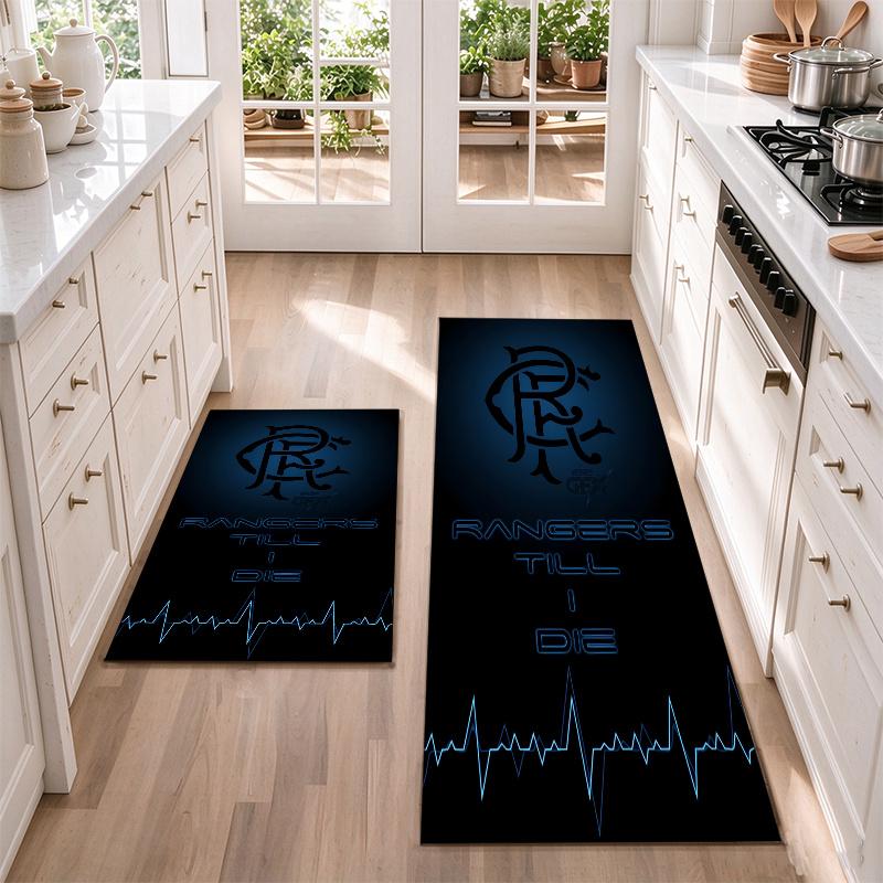 Rangers FC Flannel Kitchen Floor Mat – Non-Slip, Absorbent and Easy to Clean Suitable for Kitchens, Entryways Bedroomsand Bathrooms