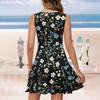 Ladies Casual Fashion V-Neck Sleeveless  Print Dress