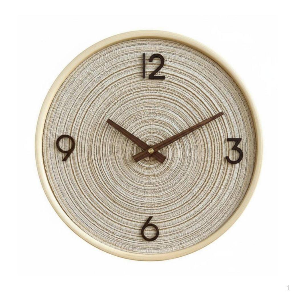 Nordische Wanduhr Massivholzrahmen Gewebtes Zifferblatt Leises Uhrwerk Heimdekoration für