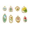 5/8Pcs Vintage Flower Enamel Charm Pendant Stainless Steel Drop Oil Floral Beads For Diy Necklace Bracelet Jewelry Making