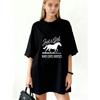 Oversized T Shirt Black Just A Girl Who Loves Horses Horse Graphic Print Casual Wear For Women
