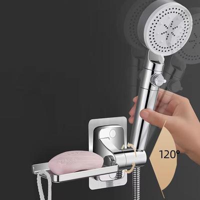 Self-adhesive Shower Head Holder Wall Mounted Stable Rotation Showerhead Bracket No Drill ABS Adjustable Nozzle Stand