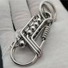 Stainless Steel Handicraft Key Ring Hanging Pendant Matte Bead Trinket Card Bag Keyring Creative Lovers Gift Small Decoration