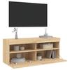 TV Wall Cabinet with LED Lights Sonoma Oak 100 x 30 x 40 cm