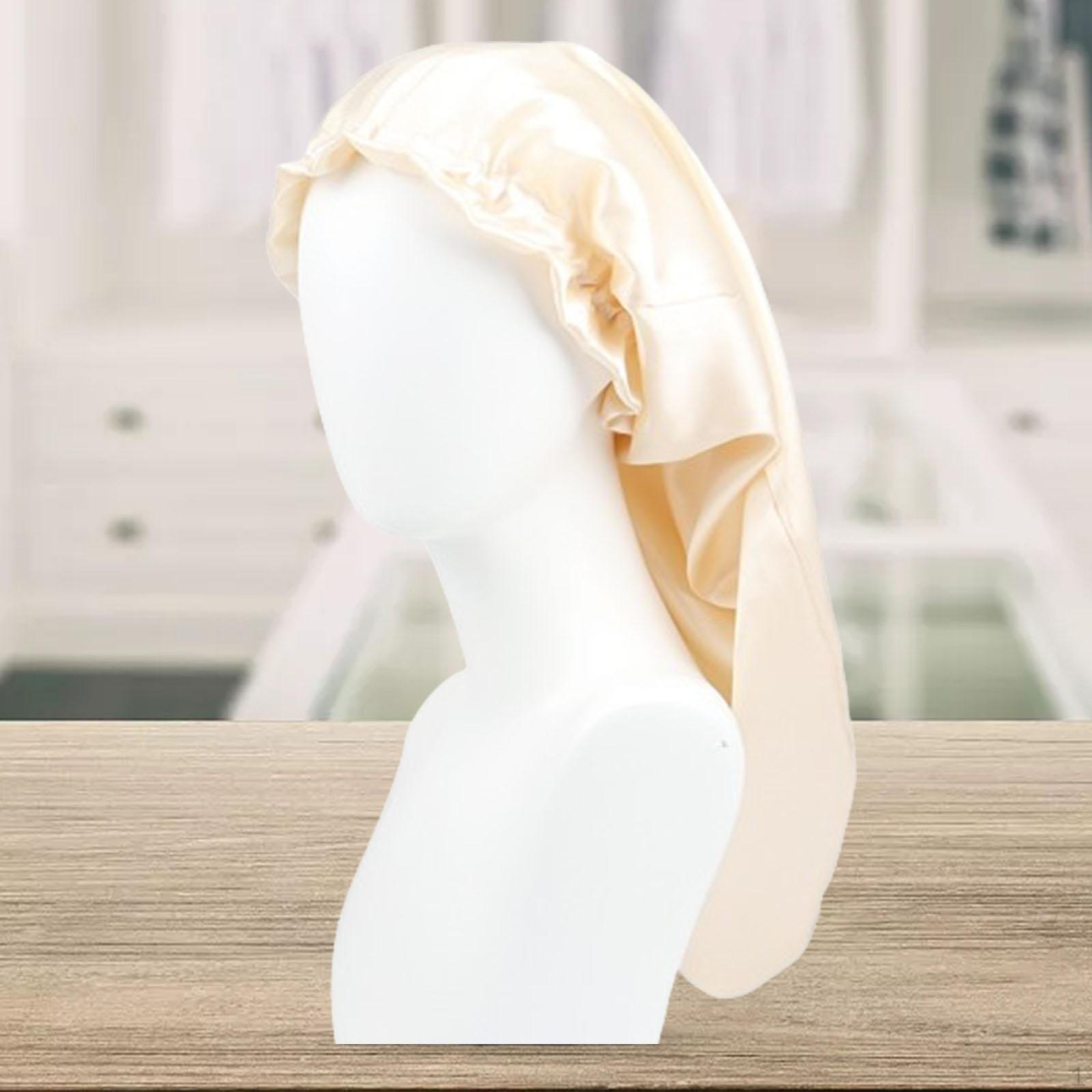 

Длинный атласный чепчик для волос SPA-резинка для сна в прямом положении шампанского