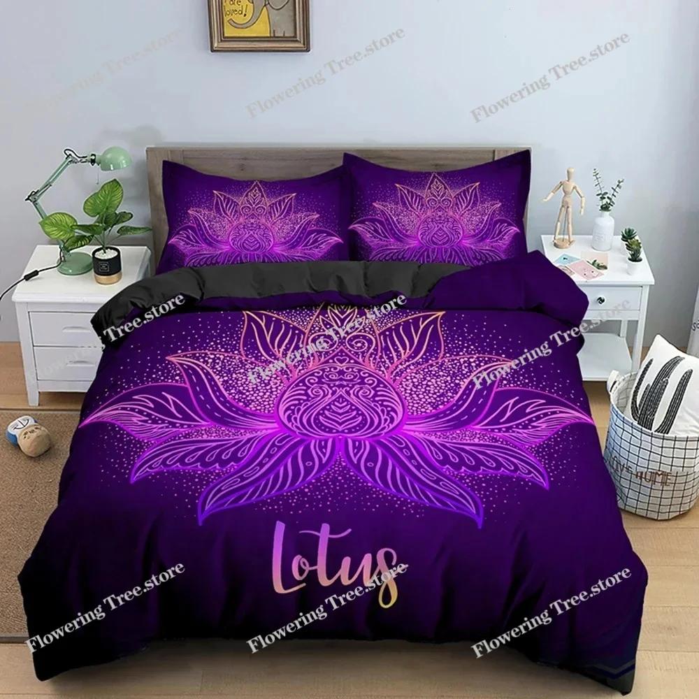 Bohemian Lotus Bedding Set Mandala Duvet Cover Bedroom Comforter Covers Single Twin King Size Quilt Cover Home Textile