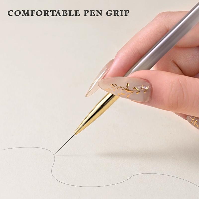 5Pcs Acrylic Handle Extremely Fine Nail Art Liner Pen Diy Painting Brush Drawing Lines Stripe Flower Painting Pen Uv Gel Brush