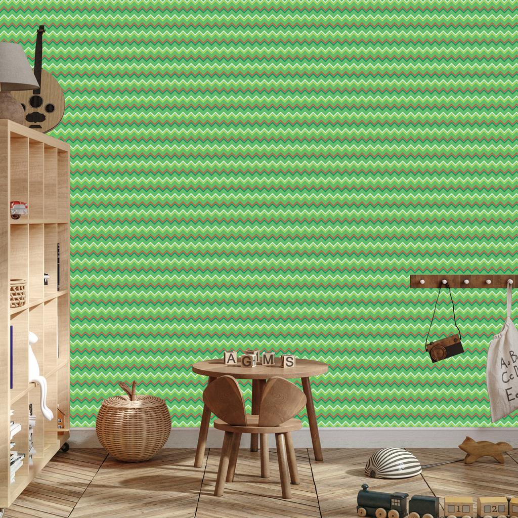 Zigzag Green Wallpaper for Living Room and Bedroom 50x1000