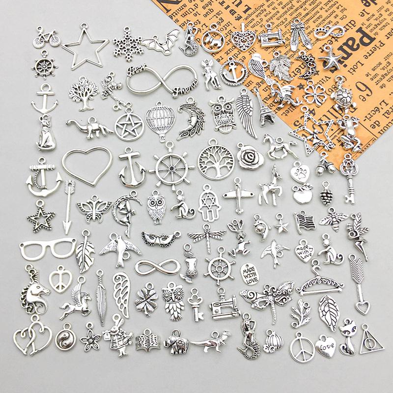 

Antique Silver Alloy Pendants Charms for DIY Bracelets & Necklaces (100 Pieces)