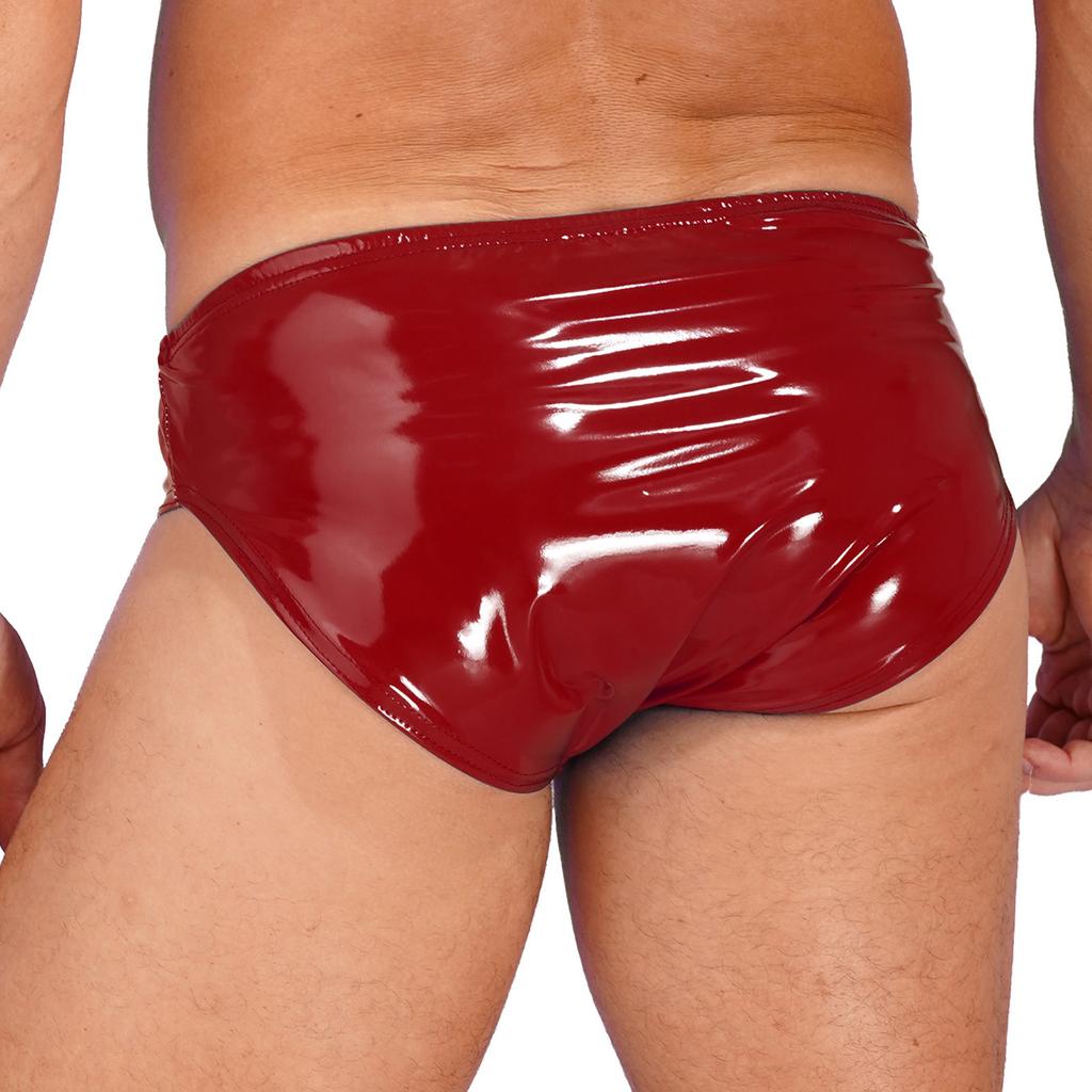 Mens Wet Look Patent Leather Briefs Underwear Elastic Waistband Performance Underpants for Club Dancing Stage Show