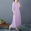 Zen Linen Double Layer Long Dress for Women - Literary Retro Style
