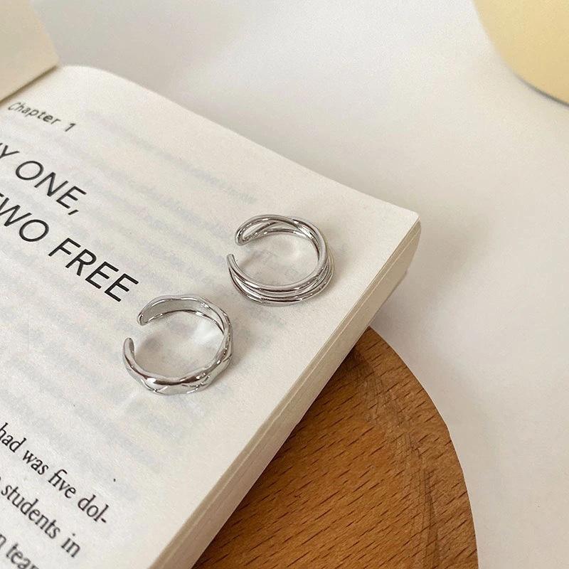 Color Irregular Hollow Double Line Geometric Set Ring Female Simple Unique Design Fashion Adjustable Jewelry Gift