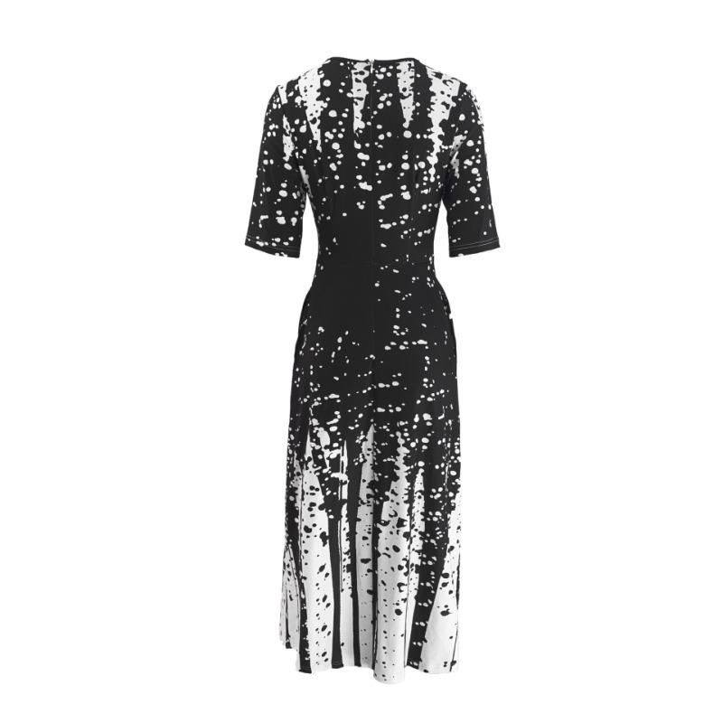 GMXIA Women's Personalised Fashion Gradient Positioning Print Short Sleeve O-Neck Dresses