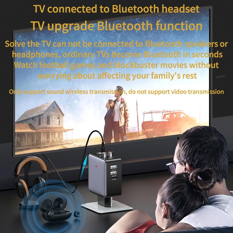 Bluetooth 5.3 Audio Transmitter Receiver 3.5MM AUX/RCA/U-Disk/TF/USB 5V 2.1A/6.5 MIC Karaoke HIFI EQ EU/US Plug Wireless Adapter