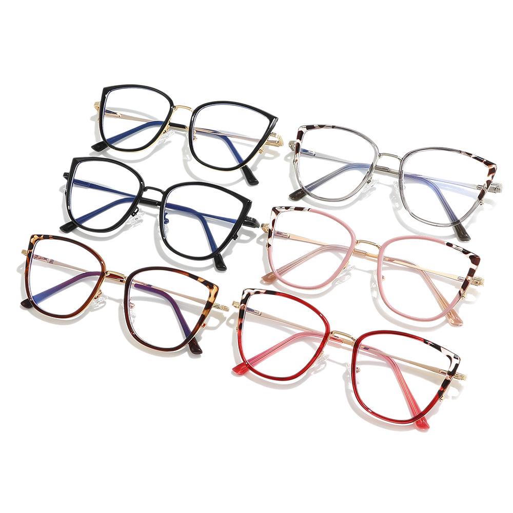 2026 Women's Fashionable Cat Eye Anti-Blue Light Glasses with Versatile Metal Frame and Plano Lenses