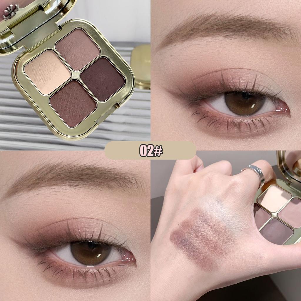 KAKASHOW 4 Colors Eyeshadow Palette Matte Shimmer Pearlescent Glitter Eye Shadow Long Lasting Easy To Eyes Makeup Palette
