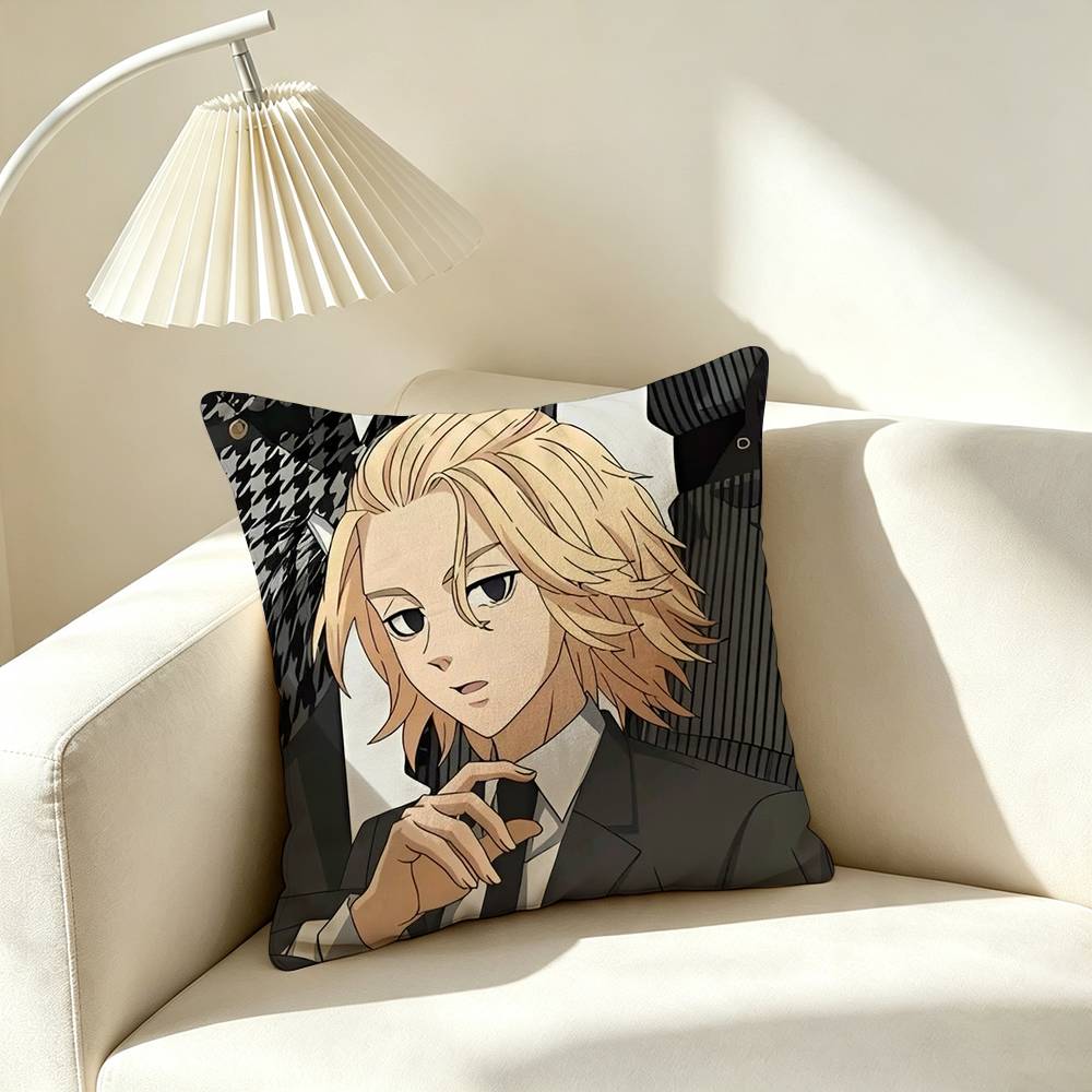 M-Manjiro Sano Tokyo Revengers  Pillow Case Square Double-Sided Sofa Cushion Cover Bedroom Bedside Pillow