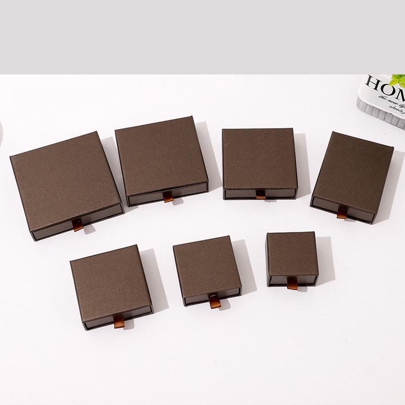 Black Kraft Paper Jewelry Drawer Box for Ring, Necklace, Earring Storage