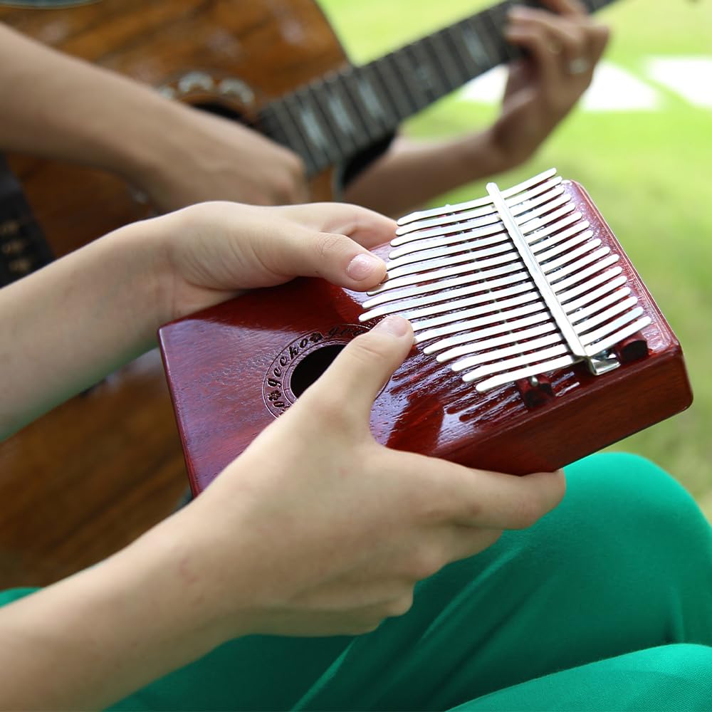 GECKO Kalimba 17 Keys Thumb Piano with EVA Case Hammer and Study Guide