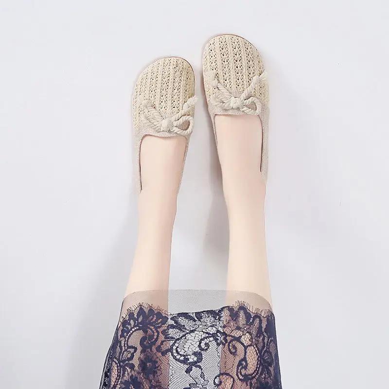 Fashion 2025 New With Bow Slip On Ladies Footwear Walking Aesthetic Y2k Fashion Deals High Quality Cheap Offer Korean 39 Women's Shoes