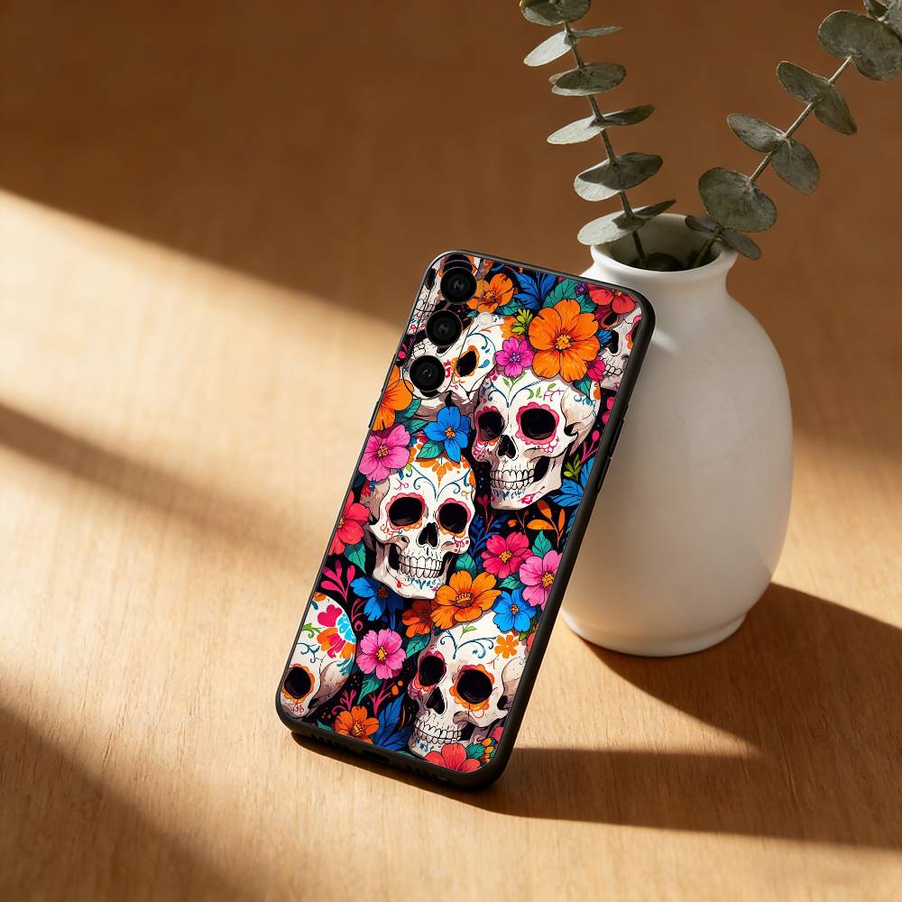 Mexican Catrina Skull Phone Case For Samsung Galaxy A91,80,73,72 ,71,53,52,32 ,31,22,21s,20,Soft Black Case