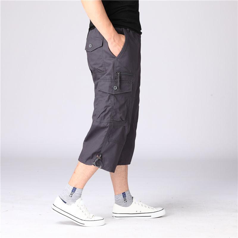 Men's Cargo Shorts Summer Loose Casual Pants Elastic Waist Large Size Outdoor Jogging Sweatpants Trend Multi Pockets Shorts