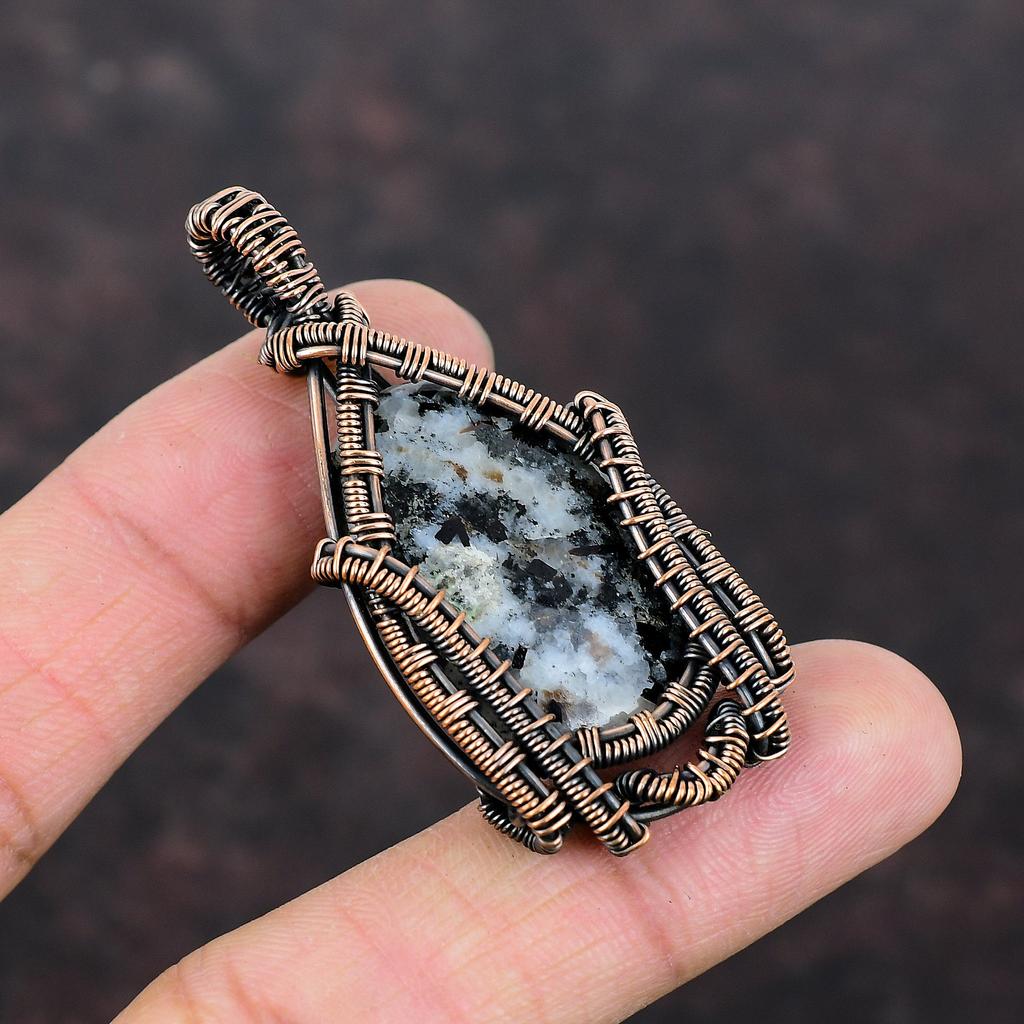 Astrophyllite Pendant Copper Wire Wrapped Pendant Astrophyllite Gemstone Jewelry Handmade Boho Pendant Copper Wire Wrap Jewelry Gift For Him