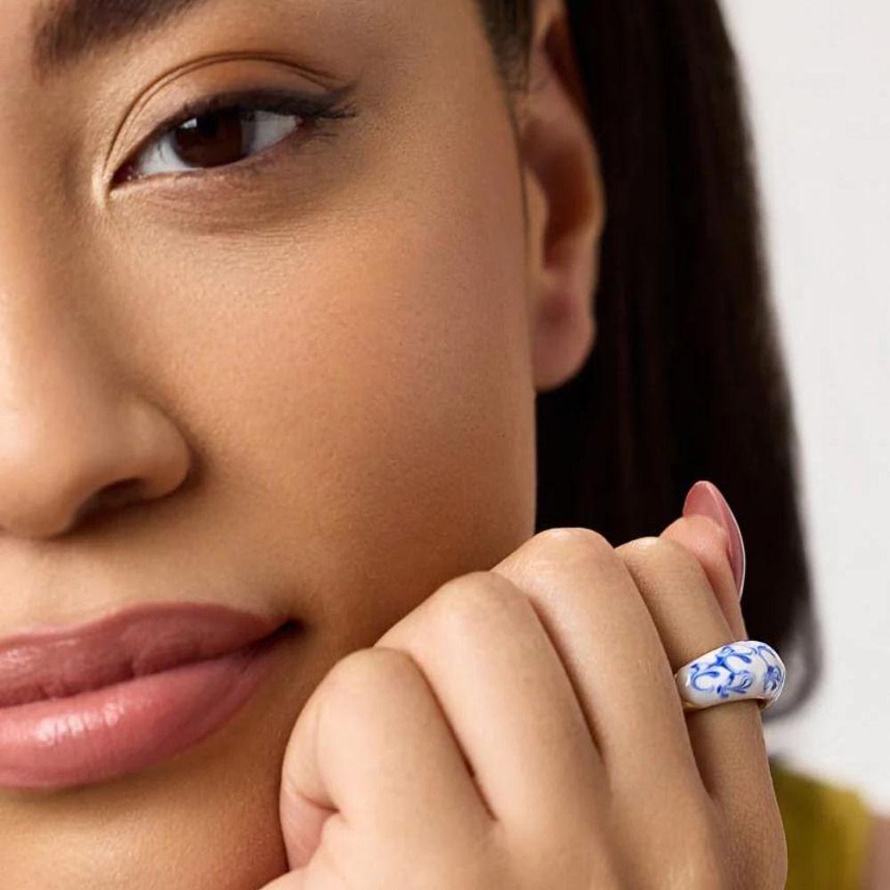 Chinese Style Enamel Drip Oil Ring Vintage Cuff Ring  Hand Accessories