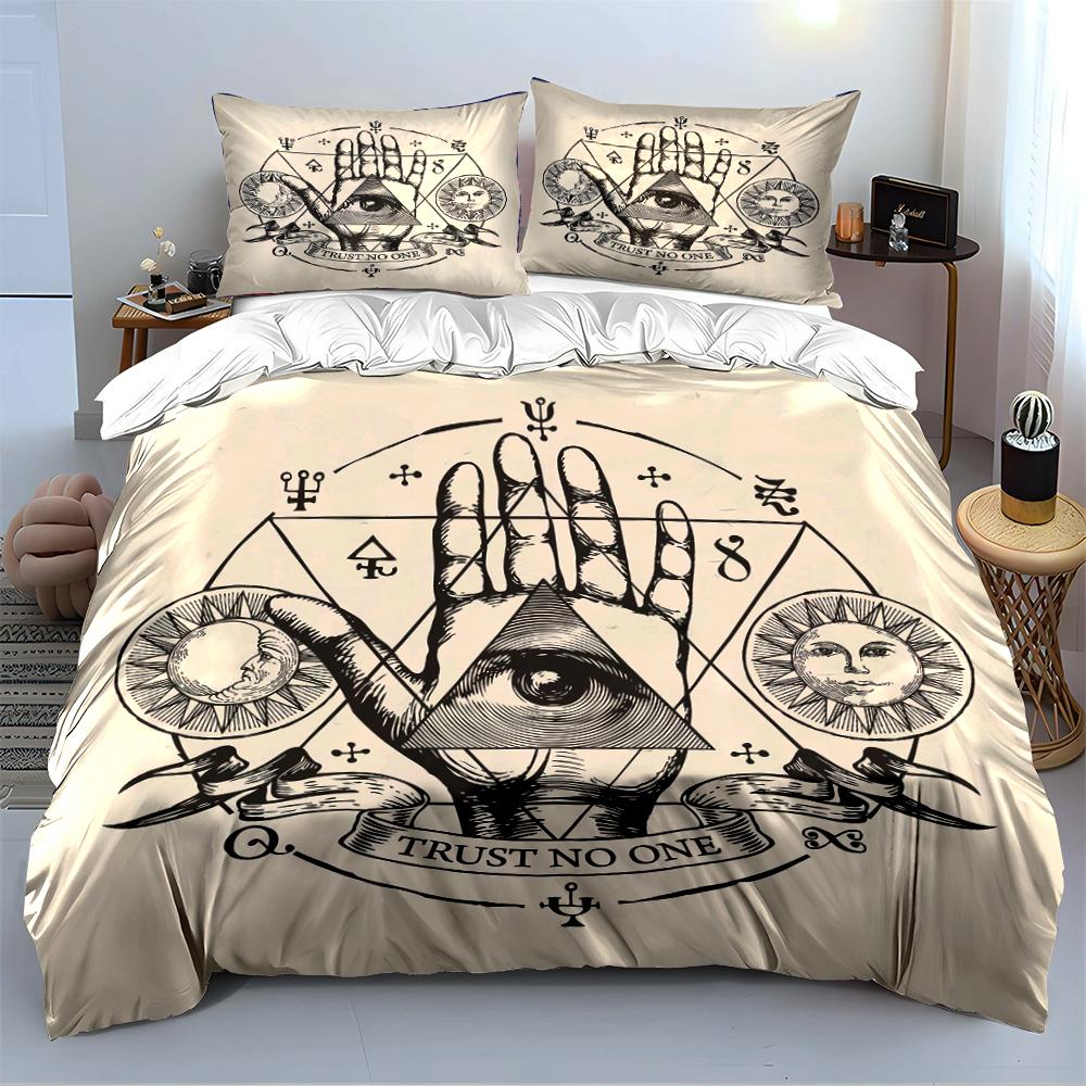 Mystical Symbols Hand Design Bedding Set Bedding set (1 duvet cover, 2 pillowcases, duvet not included)