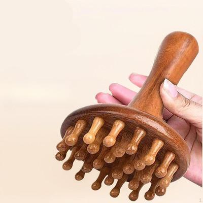 Dřevěný masážní kartáč na tělo Pohodlná rukojeť Ergonomická relaxace Kompaktní nástroj pro