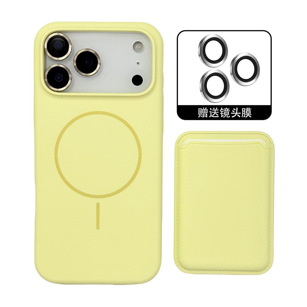 

Кошелек из жидкого силикона для чехла телефона Magsafe для iPhone 17 16 15 14 13 12 Pro Max Держатель для карт Магнитный 2 в 1 Ударопрочный чехол iPhone17 жёлтый
