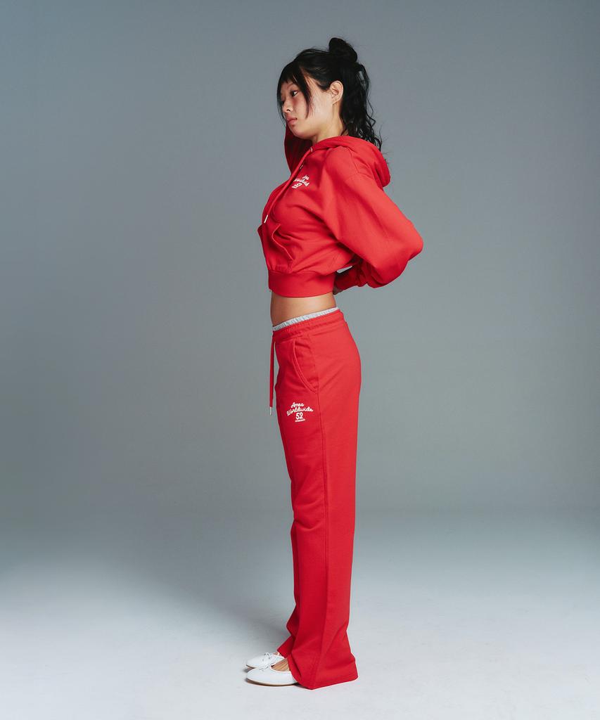 AMES-WORLDWIDE Classic Slim Boot Cut Sweat Pants Red