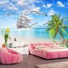 Mural Wallpaper 3d Seaside Landscape Coconut Tree Photo Wall Painting Living Room Bedroom Hotel Wallpaper