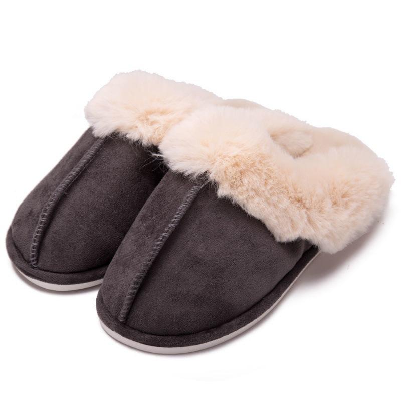 Cotton slippers, thickened warm winter new comfortable home neckline home shoes fluffy indoor winter