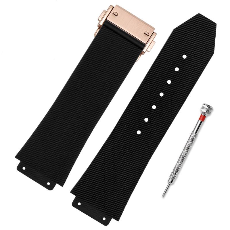 

25*19мм Резиновый ремешок для часов для HUBLOT BIG BANG Силиконовый 17x25мм Водонепроницаемый Мужской ремешок с застежкой-бабочкой Инструмент Ремешок для часов Браслет 25mm-19mm